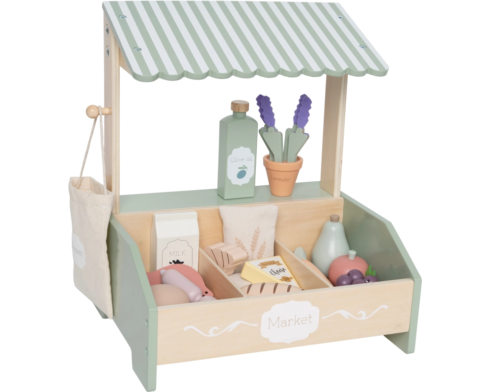 JABADABADO Marktstand mini 31x25x36cm W7283 Lebensmittel 18-teilig