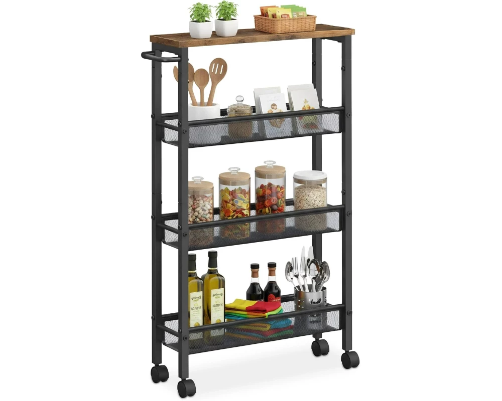 relaxdays Nischenwagen 77 x 13 x 45.5 cm Schwarz/Braun