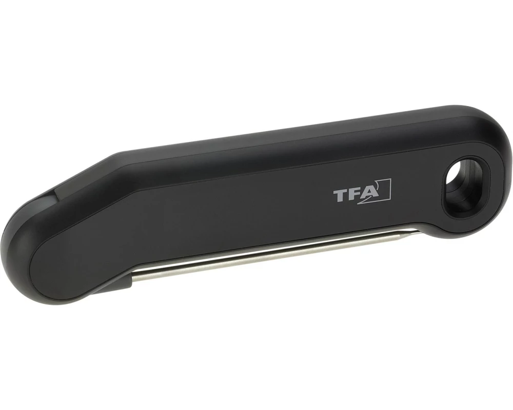 TFA Dostmann Küchenthermometer Digital, Profi, Einstech, IP66, Schwarz