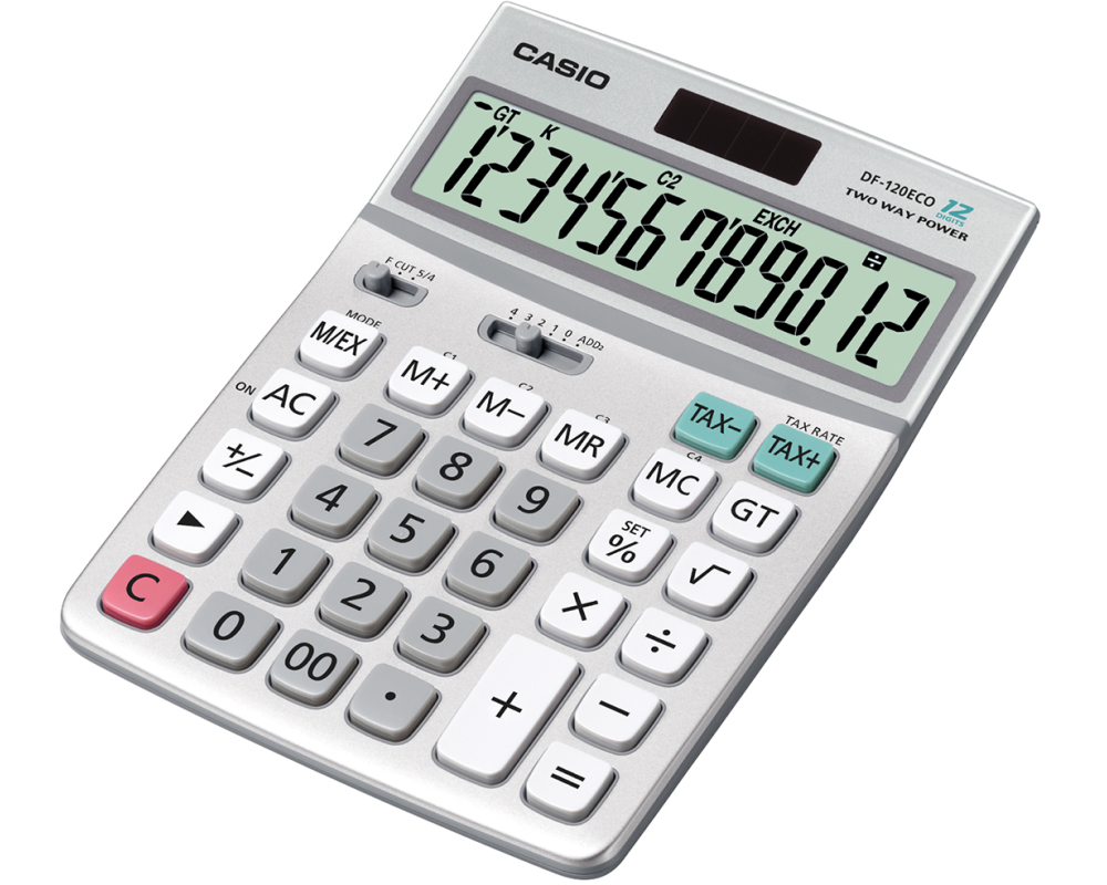 CASIO Tischrechner ECO - DF-120ECO 12-Stellig, Solar/Batterie