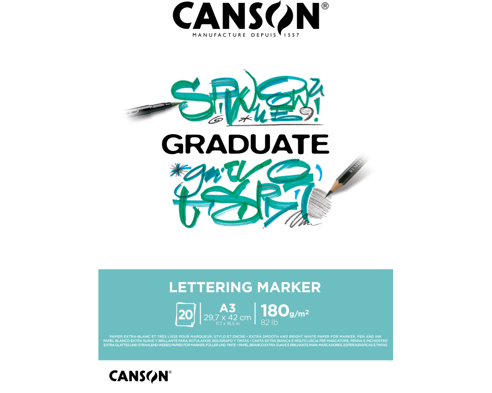 CANSON Graduate Lettering Marker A3 31250P027 20 Blatt, weiss, 180g