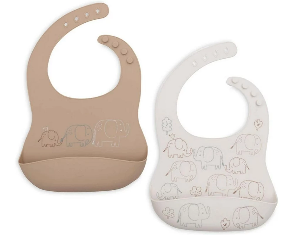 Jollein Lätzchen Silikon 2er Set Elephant Tales 31 x 21 cm