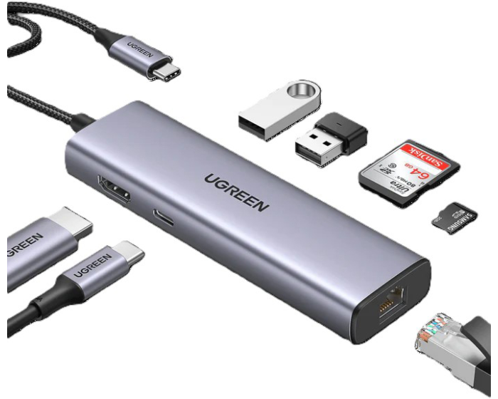 UGREEN Hub 7-in-1 USB C 90568 2xUSB3.0,HDMI,RJ45,SD,TF,PD