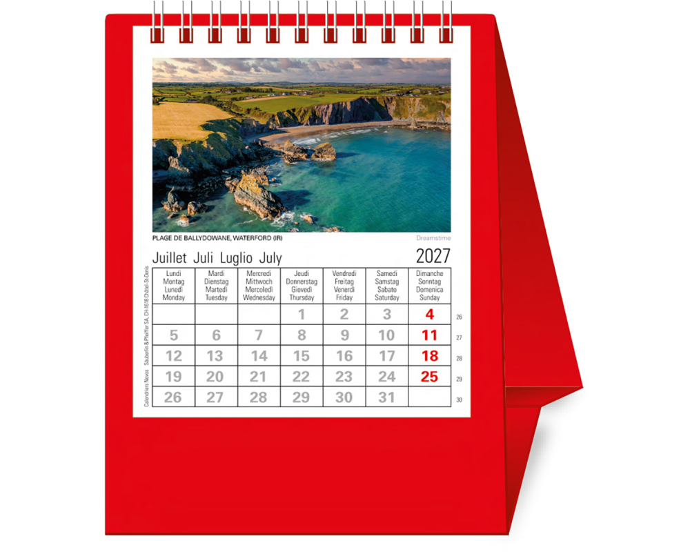 NOVOS Tischkalender Europa 2027 500015 1M/1S rot ML 11.5x14cm