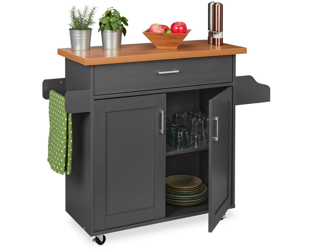 relaxdays Küchenwagen 114 x 90 x 39.5 cm, Grau