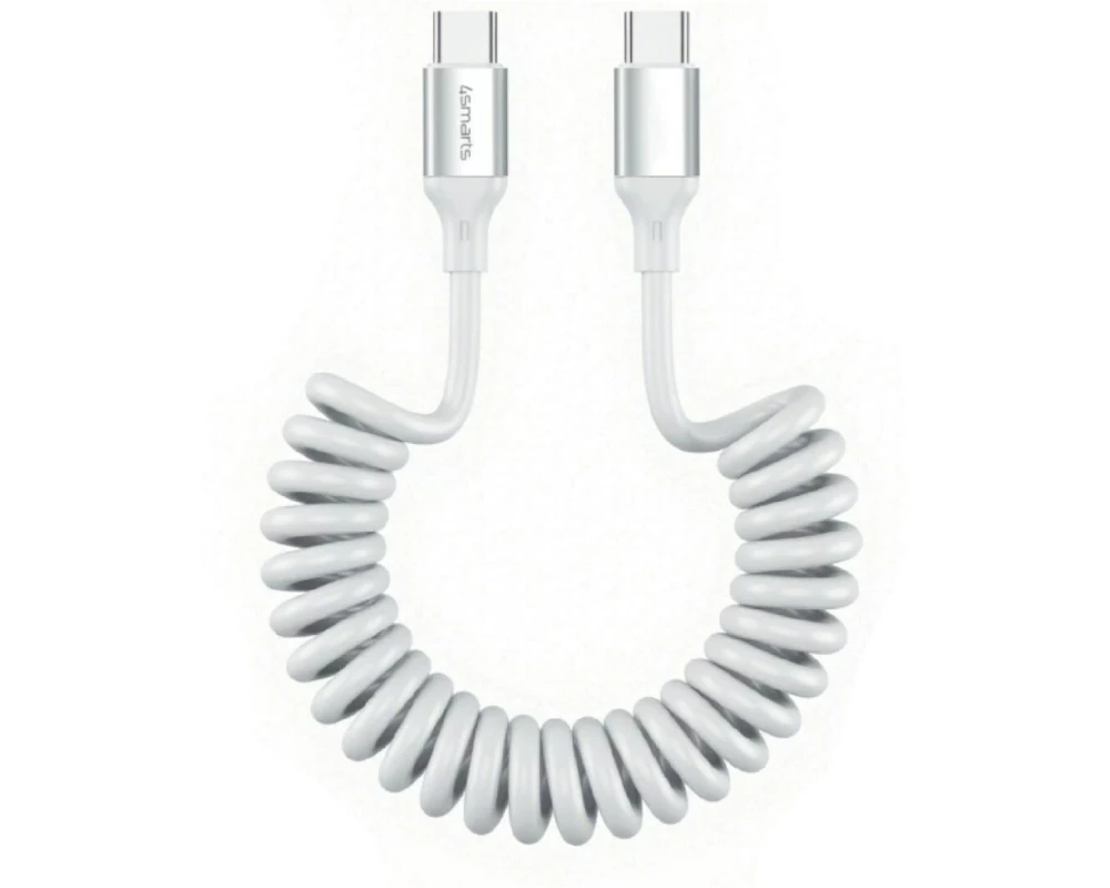 4smarts USB 2.0-Spiralkabel USB-C - USB-C 1.35 m Weiss