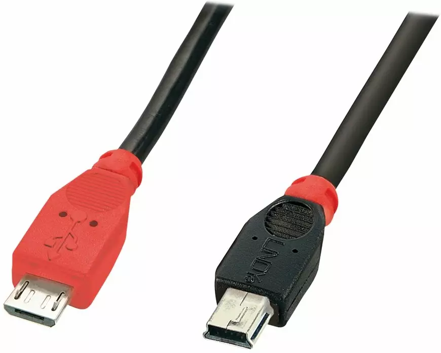 LINDY USB 2.0 cable Type Micro-B / Mini-B OTG, 0,5m Micro-B plug to Mini-B plug