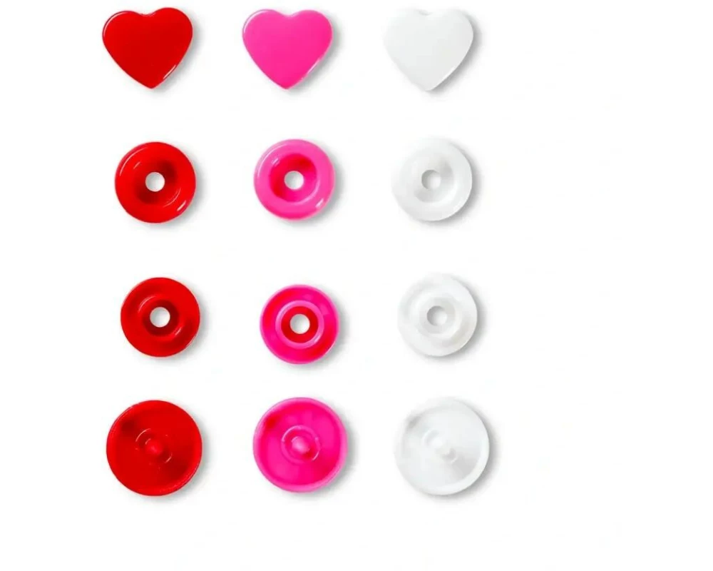 Prym Druckknöpfe Color Snaps Herz, Rottöne, 12.4 mm, 30 Stück