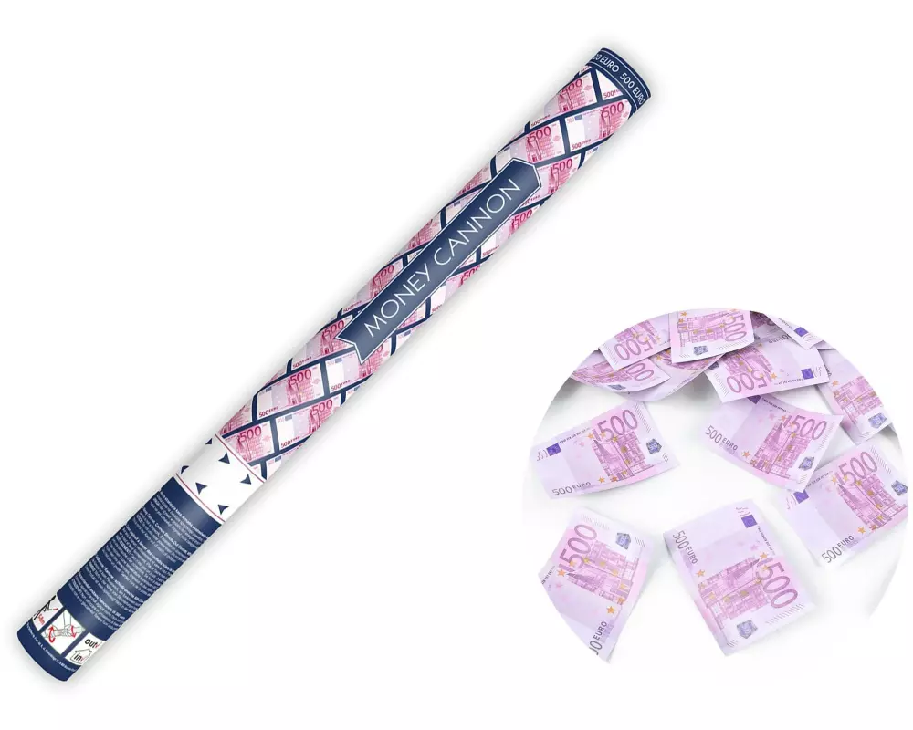 Partydeco Konfettikanone Geld Pink, 60 cm