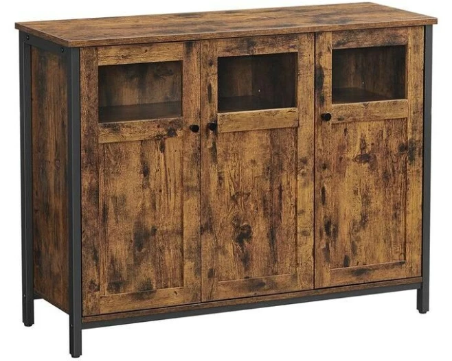 VASAGLE Kommode Industrial Look 100 x 75 cm, Braun