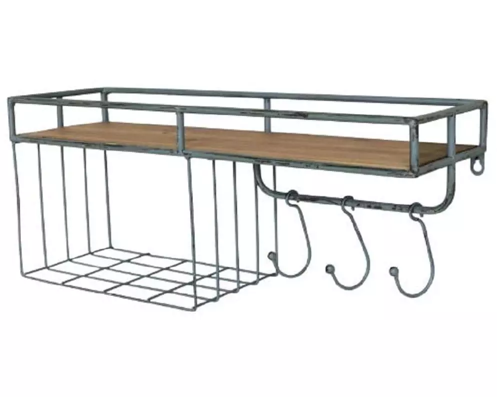 Chic Antique Küchenregal Tannenholz, Schwarz / Braun