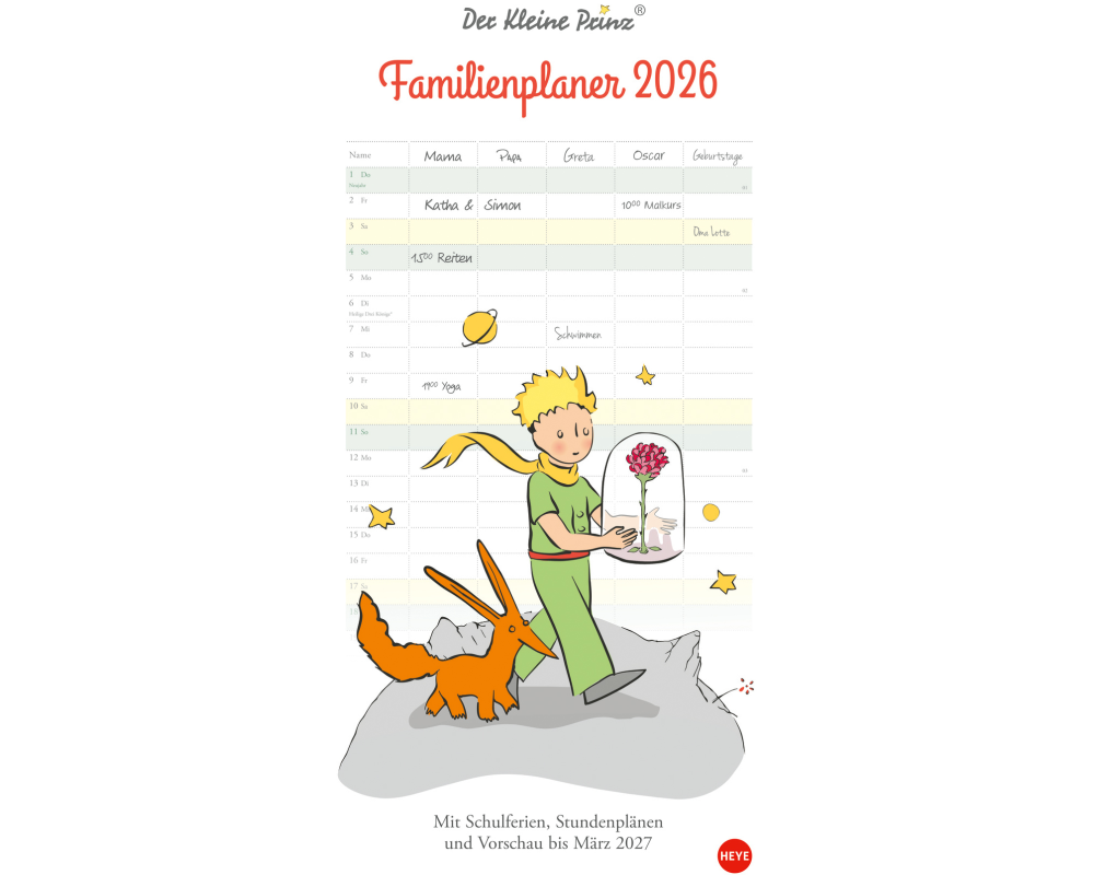 HEYE Familienplaner Kl. Prinz 2026 22740+26 1M/1S DE 5 Spalten 21x45cm