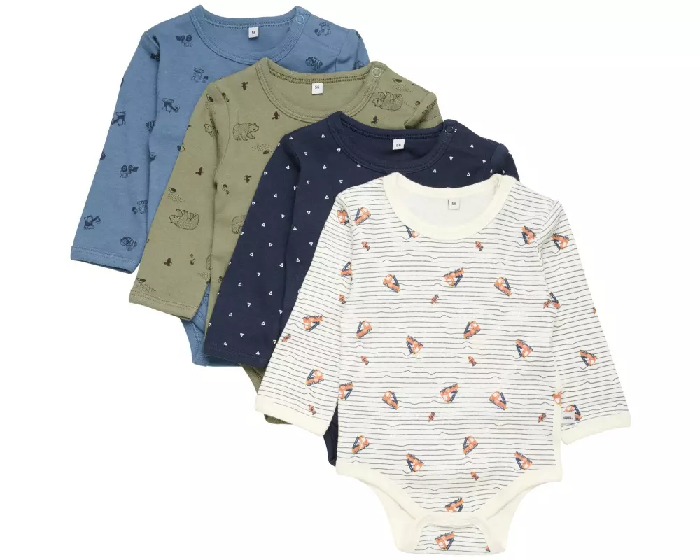 pippi Langarm-Body 4er Set Lichen Green Gr. 86