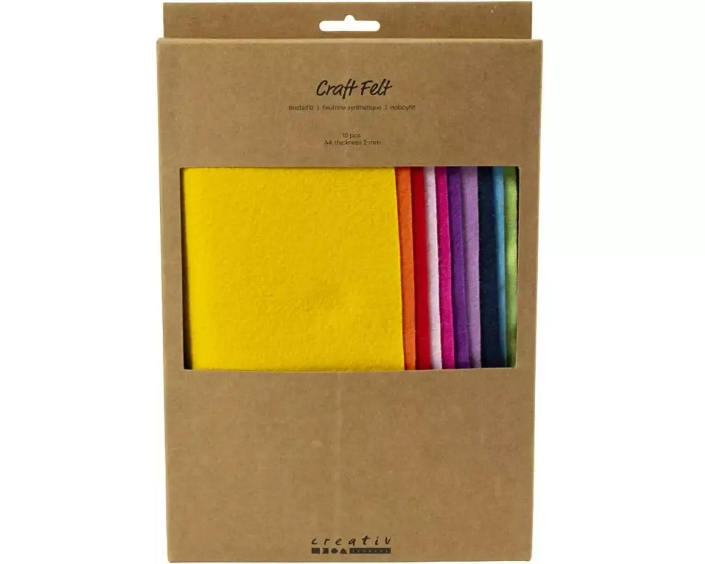 Creativ Company Bastelfilz 10 Stück, Sortiert, Sortierte Farben
