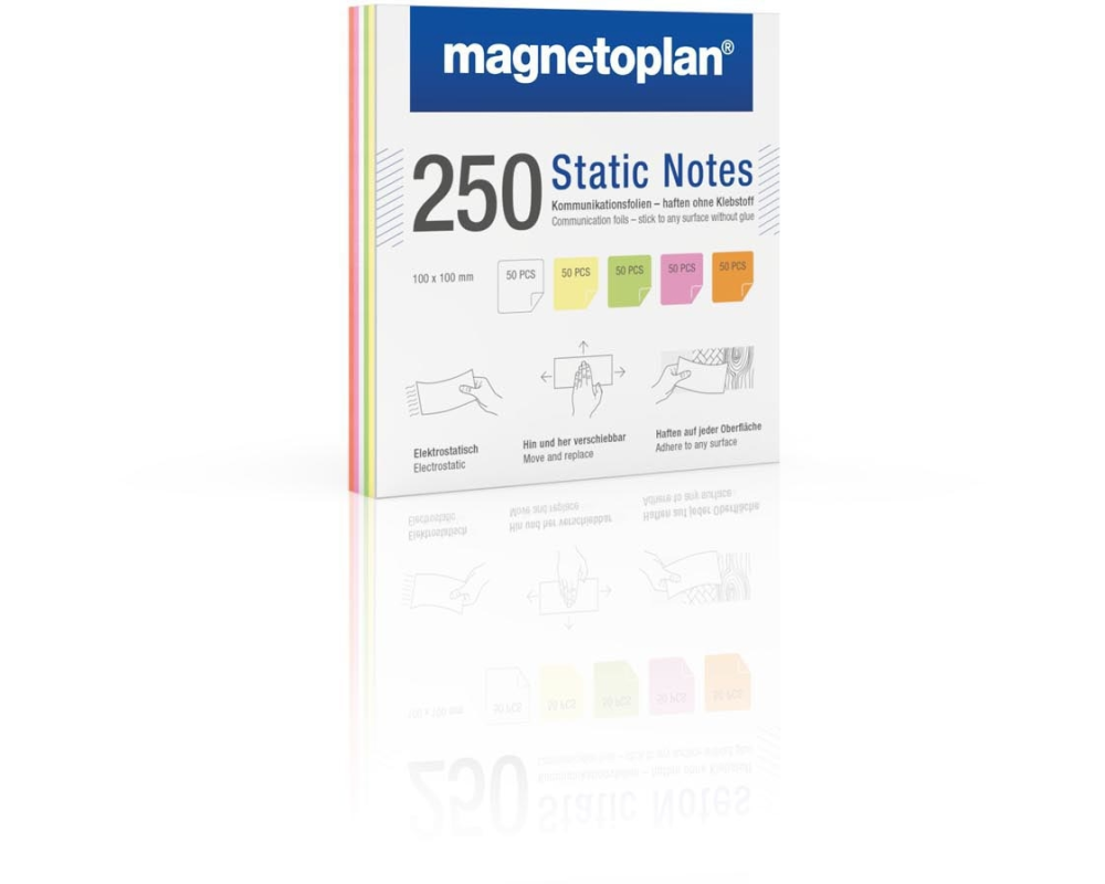 MAGNETOPLAN Static Notes 100x100mm 11250110 ass. 250 Stück