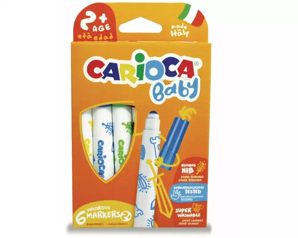 Carioca Filzstift Baby 2+ 6 Stück, Mehrfarbig