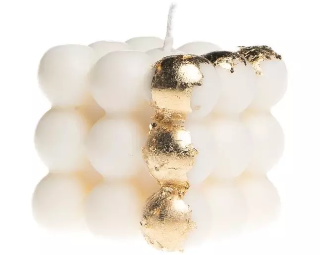 santabarbara THE LABEL Kerze Classic Bubble 6 x 6 cm, Crème/Gold