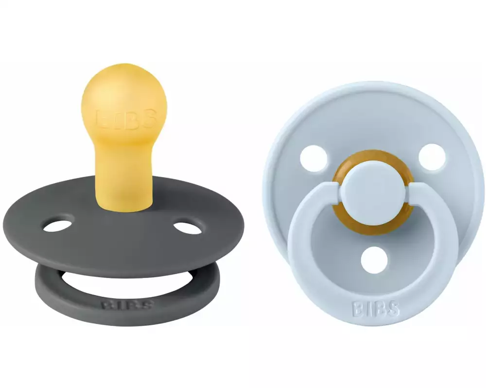 Bibs Nuggi rund Latex 2er Set Iron/Babyblue 0-6 Mt.
