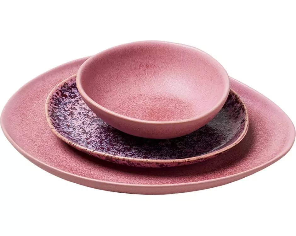 Chic Mic Speiseteller Geschirr Set Dahlia 3-teilig, Rosa/Lila