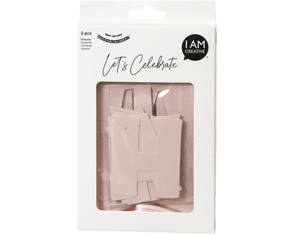 I AM CREATIVE Girlande, Birthday,rosa,230cm 6010.964 2 Stück