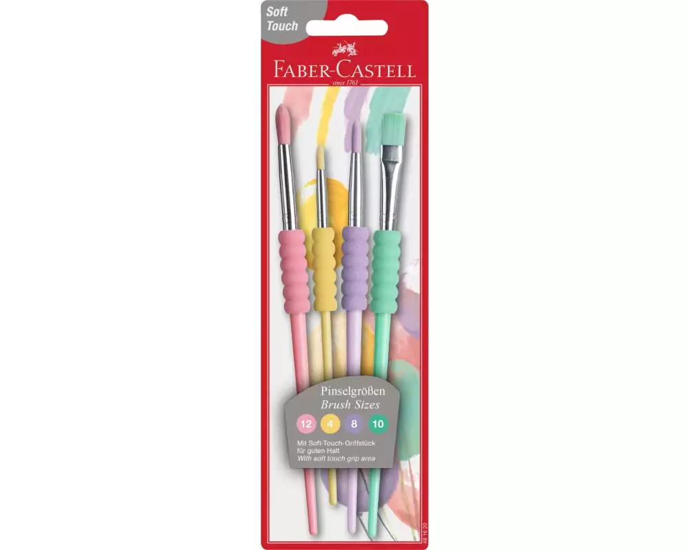 Faber-Castell Borstenpinsel Soft-Touch 4 Grössen, Pastellfarben