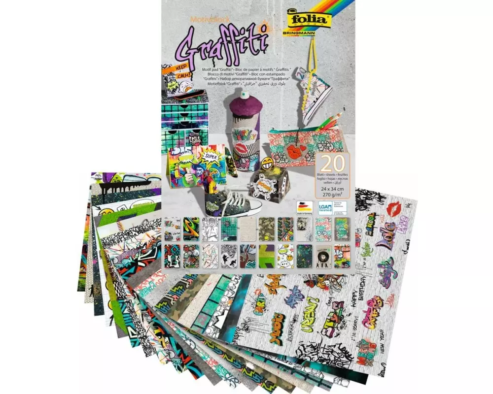 Folia Motivblock Graffiti Mehrfarbig