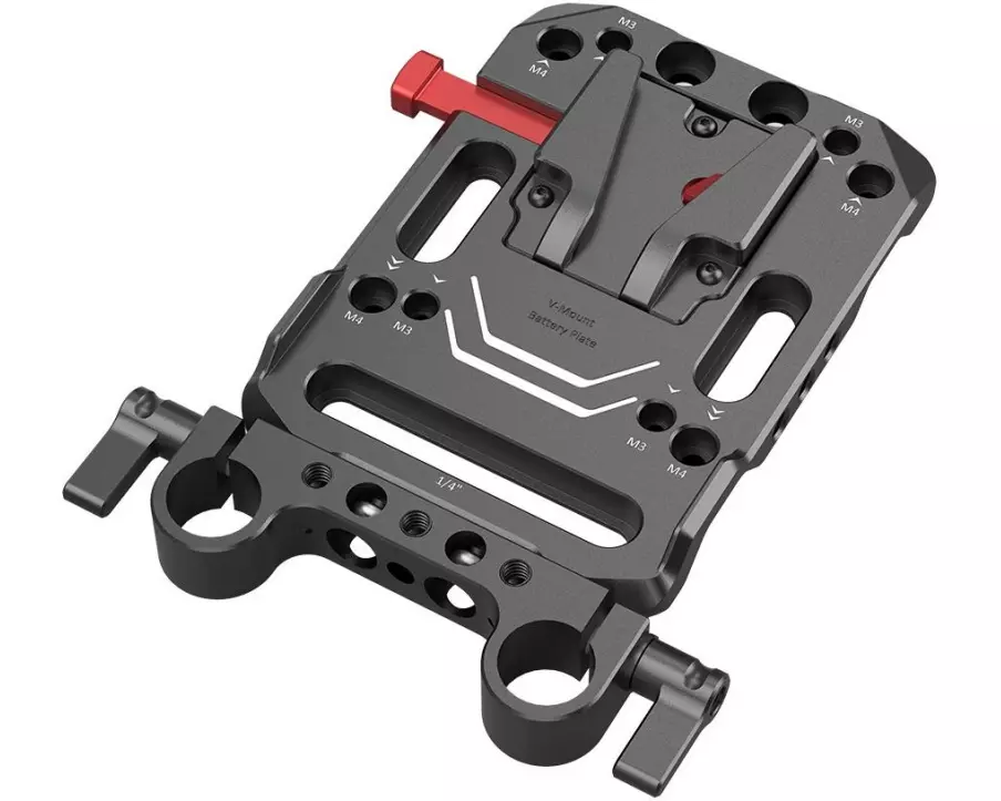 Smallrig V-Mount-Akkuplatte mit doppelter 15-mm-Stangenklemme
