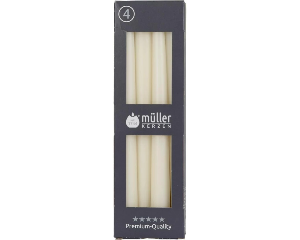 müller Kerzen Kerzenset glatt 24.5 cm x 2.2 cm, Vanille, 4 Stück, Vanille