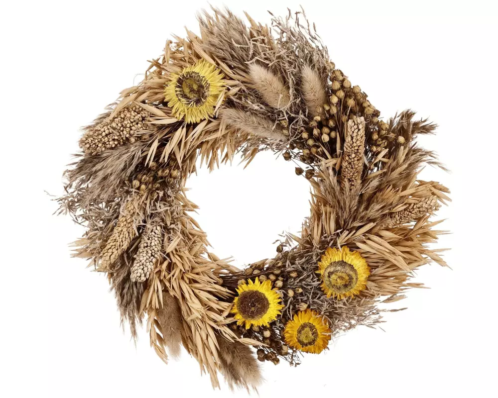 EGLO Trockenblumen Kranz Gelb Natur 240 mm
