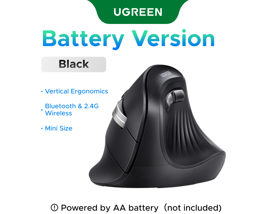 UGREEN Mouse Multi-mode Vertical 85765 Wireless, Black