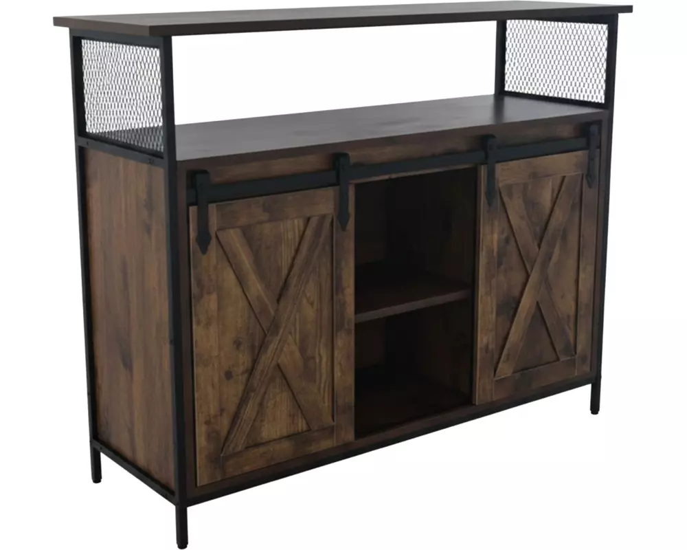 relaxdays Sideboard 80 x 100 x 33 cm Braun/Schwarz