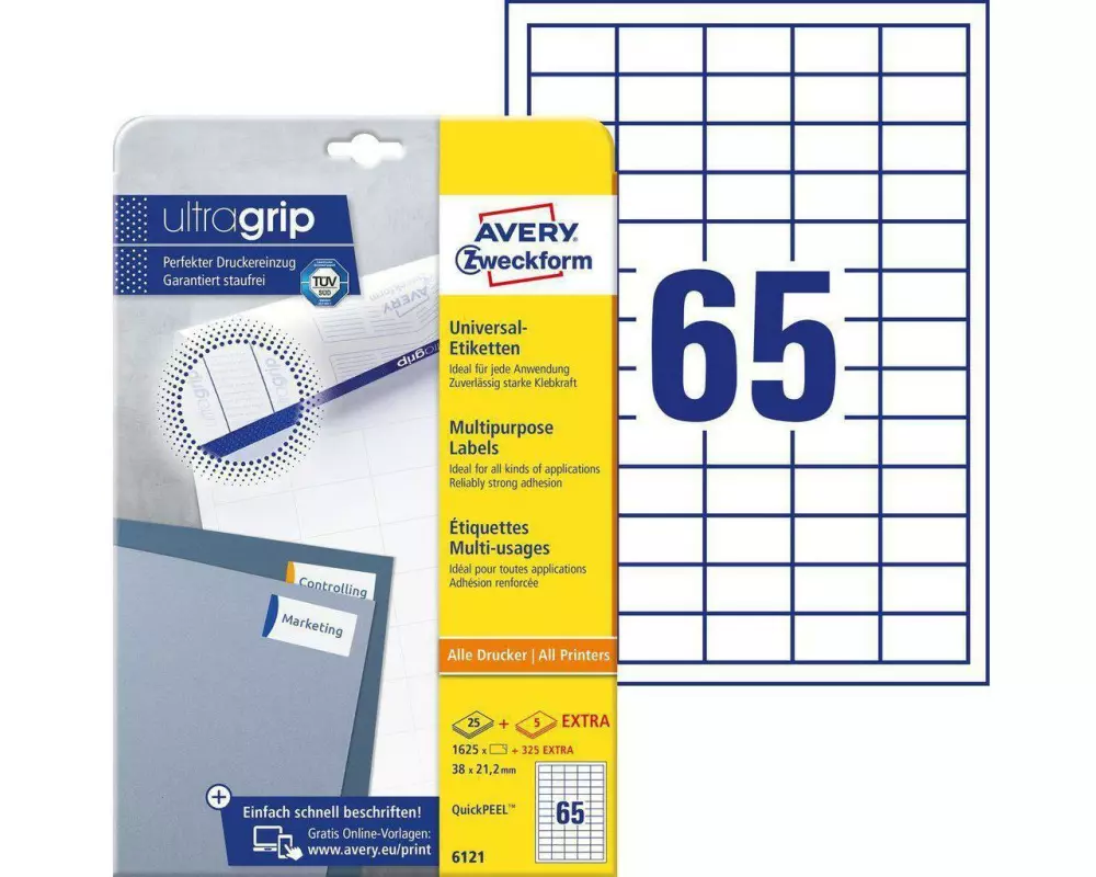 Avery Zweckform Universal-Etiketten 6121 38 x 21.2 mm, 30 Blatt
