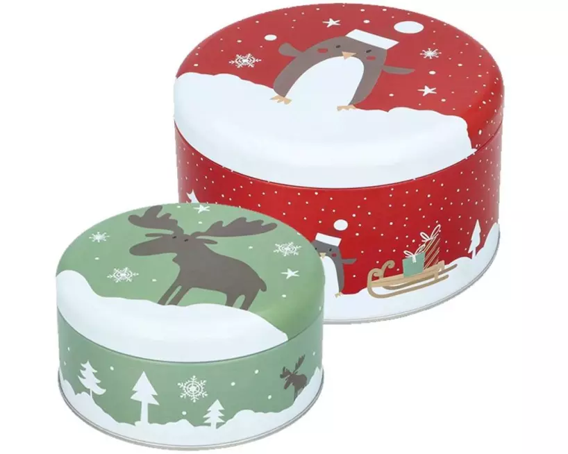 RBV Birkmann Guetzli-Dose Christmas Animals 2-teilig, SØ12 cm,MØ14 cm