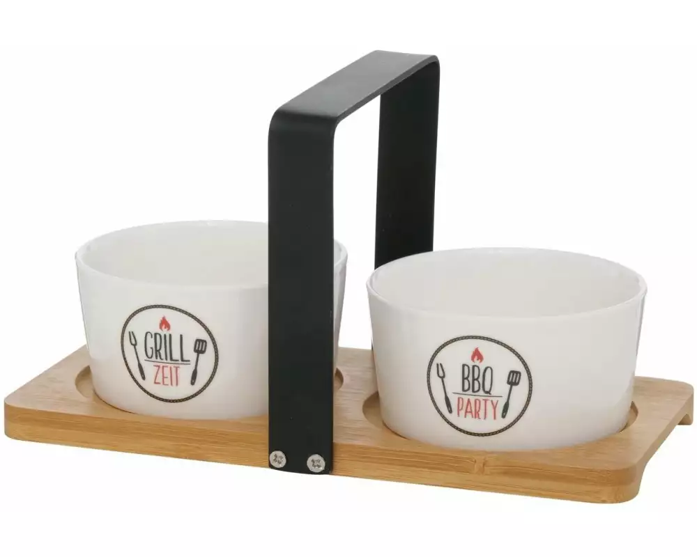 Boltze Servierplatte mit Schälchen Griller Weiss