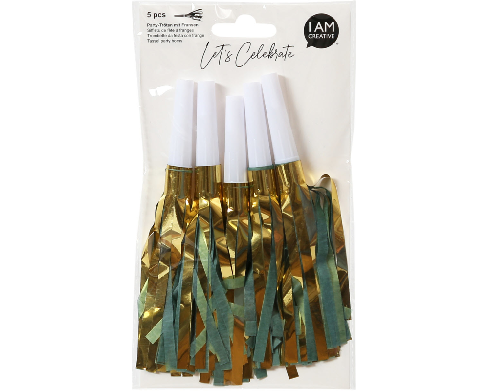I AM CREATIVE Party Tröten,klein,mint,gold 6010.977 5 Stück