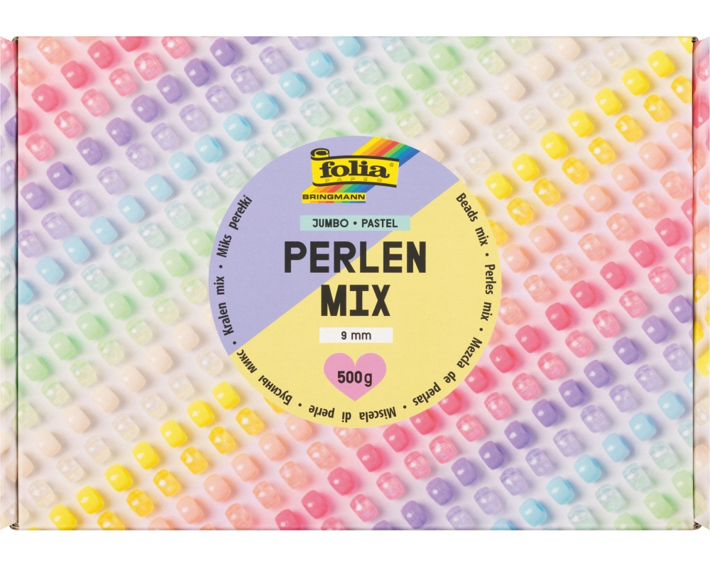 FOLIA Perlen Mix Pastel 500g 32531 Jumbo Pack, 9mm