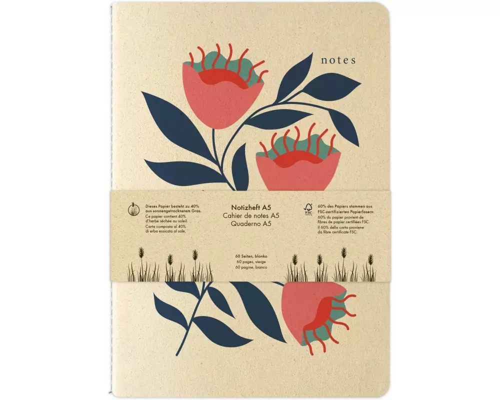 Natur Verlag Notizheft Blaue Blume 14.8 x 21 cm, Blanko