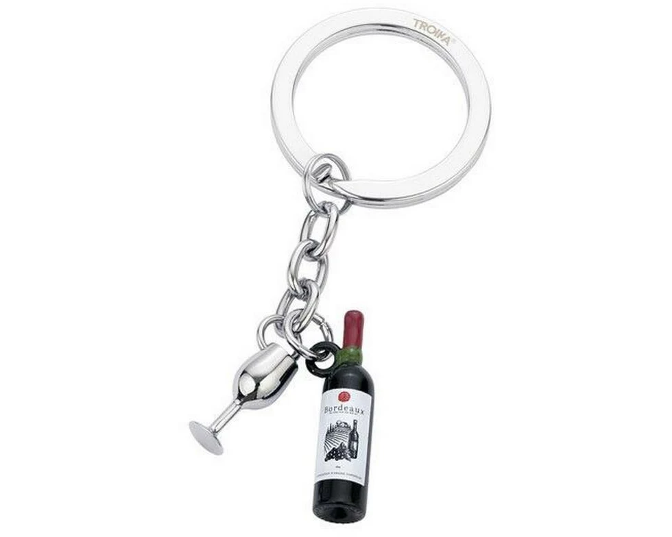 Troika Schlüsselanhänger Weinflasche und Glas