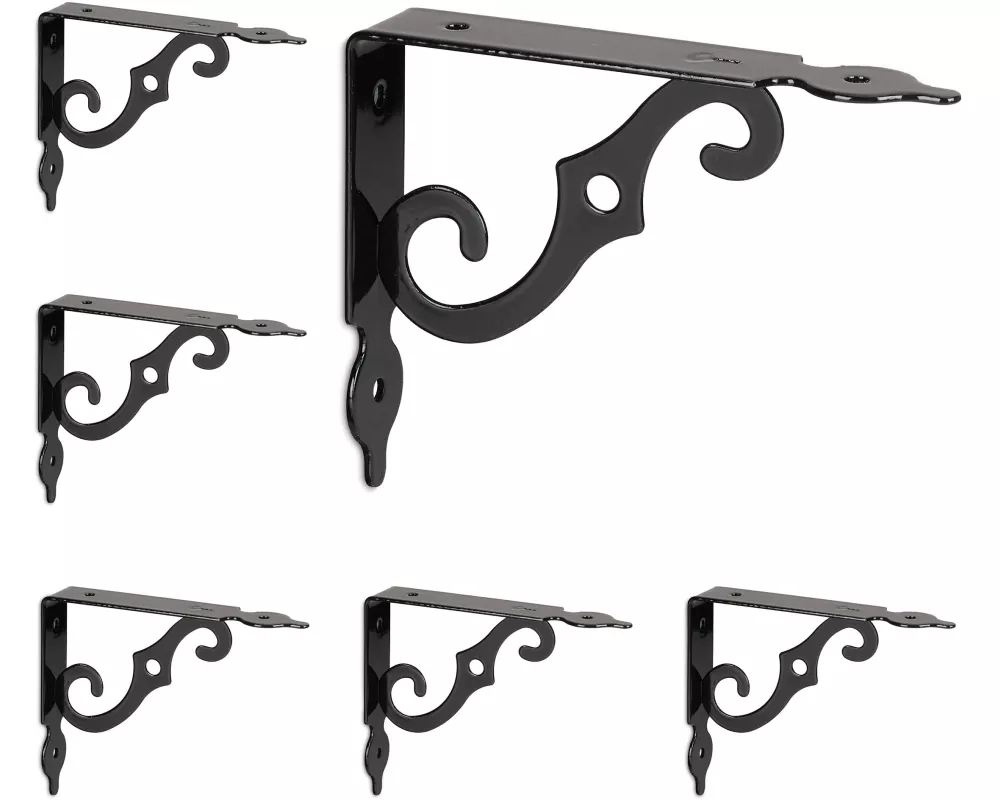 relaxdays Regalträger Antik 6er Set, 11 x 14 cm, Schwarz