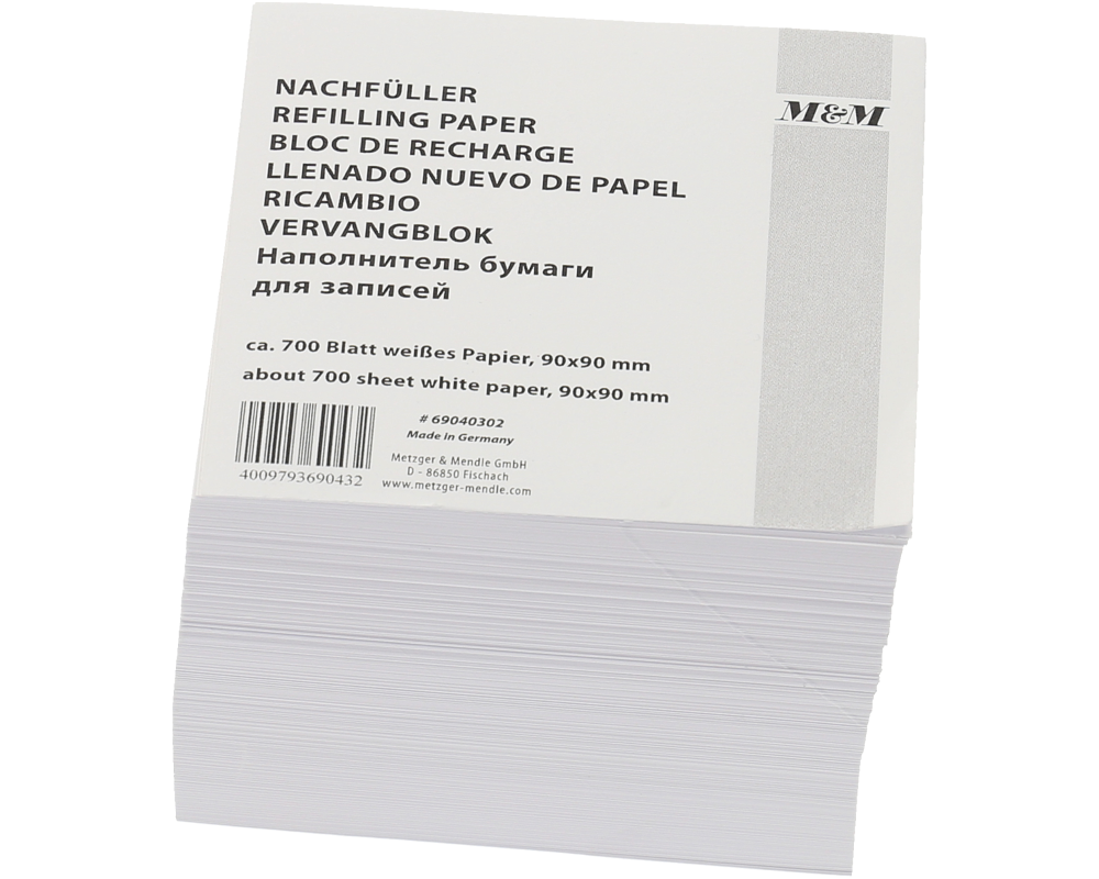 M&M Ersatzzettel Zettelbox 9x9cm 69040302 weiss 700 Blatt