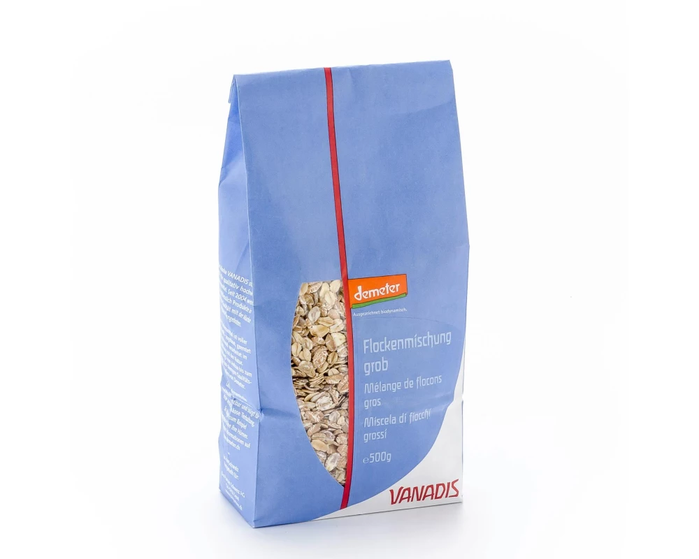 Vanadis Flocken-Mischung grob mit Dinkel, Demeter 500 g