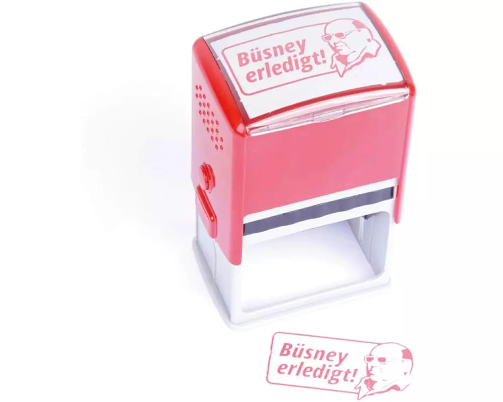 Swissmeme Stempel Büsney erledigt, 7.5 x 12 x 5.5 cm