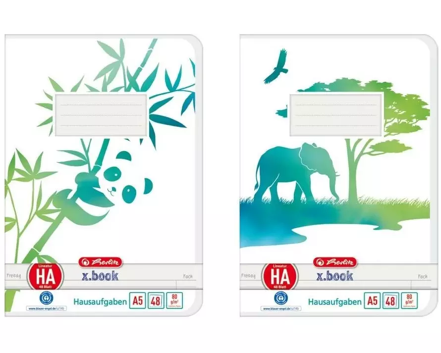 Herlitz Greenline A5, Liniert, Türkis/Weiss, 48 Blatt