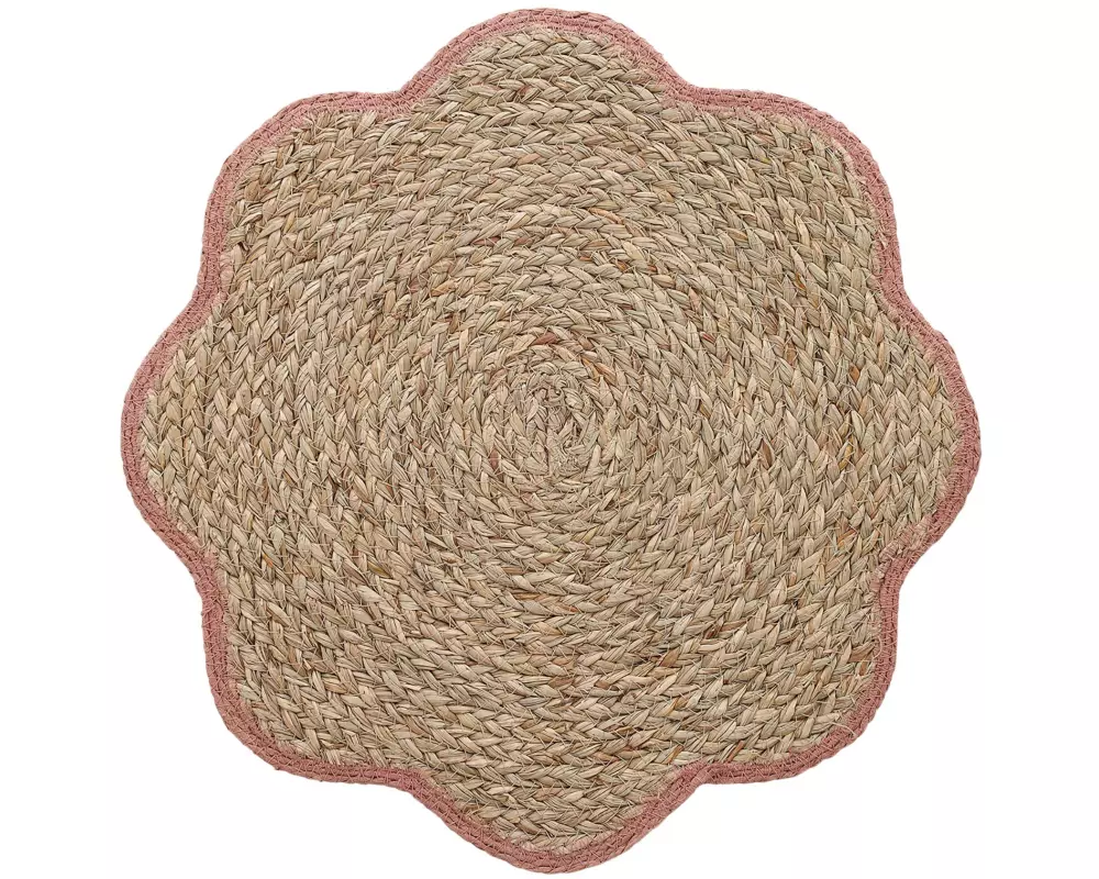 Zeller Present Tischset Blumen-Geflecht Seegras ø 38 cm, Weiss