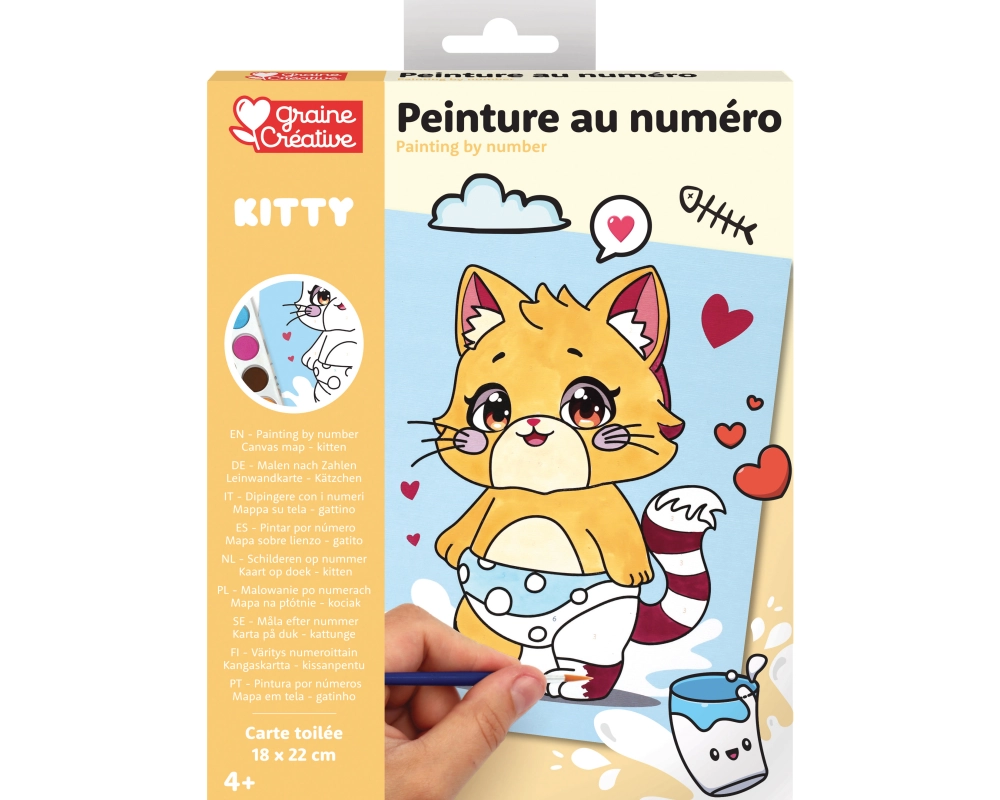 GRAINE CREATIVE Malen nach Zahlen 18x22cm GC-750261 Kätzchen