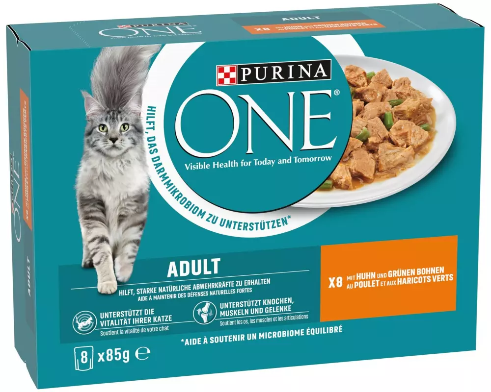 Purina ONE Nassfutter ADULT in Sauce Huhn/Bohnen, 8 x 85g