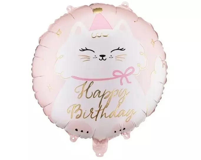 Partydeco PartyDeco Folienballon Scheibe Kätzchen Mehrfarbig/Hellrosa