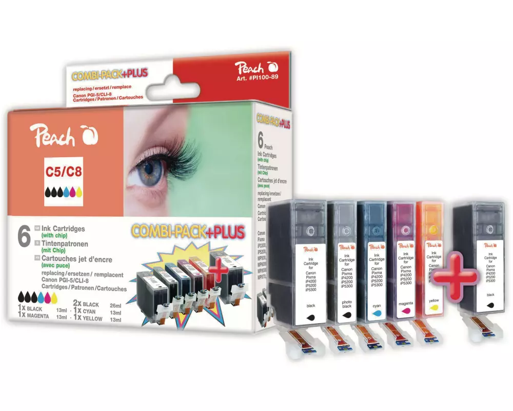 Peach Tintenset Canon CLI-8 C/M/Y/BK