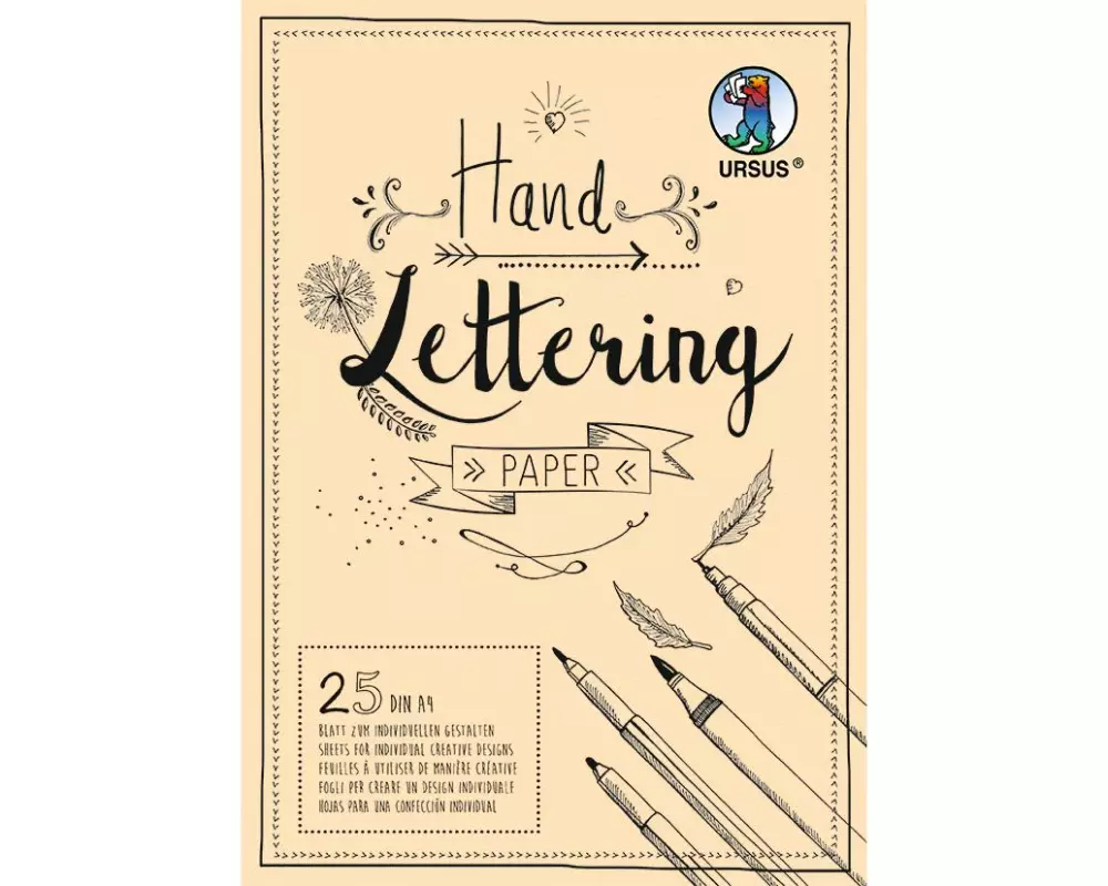 URSUS Zeichenblock Handlettering A4, 210 g/m², 25 Blatt, Creme