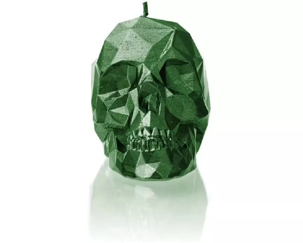 Candellana Kerze Totenkopf klein Grün metallic
